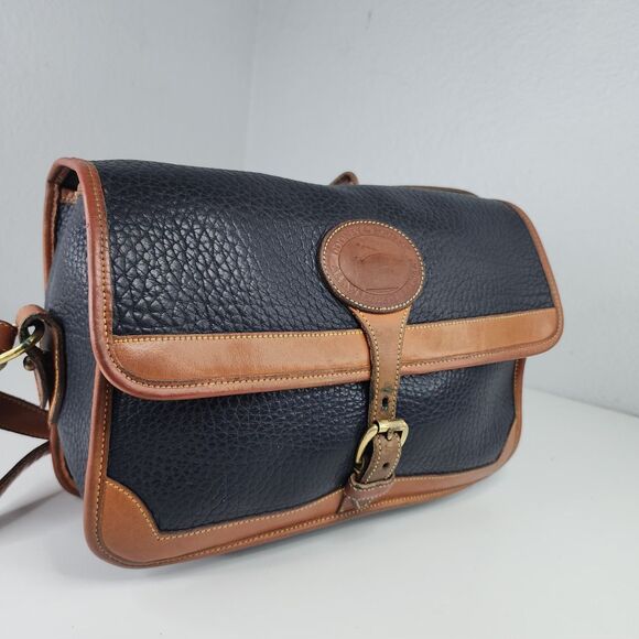 Dooney & Bourke Vintage Black Brown AWL Leather Messenger Crossbody Bag USA - Picture 7 of 13